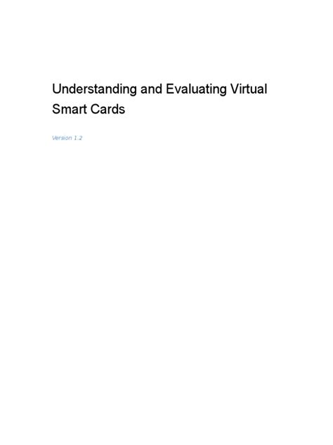 smart card implementation|Understanding and Evaluating Virtual Smart Cards.